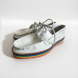 Sperry Top-Sider Boat Shoes White Pride Boat Shoes Rainbow Leather Womens Size 9